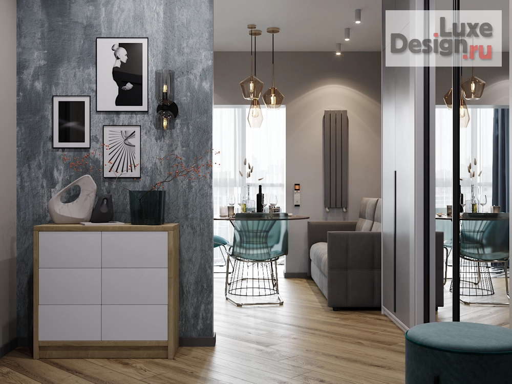 Дизайн интерьера однокомнатной квартиры "Легкий бриз" (фото 1)