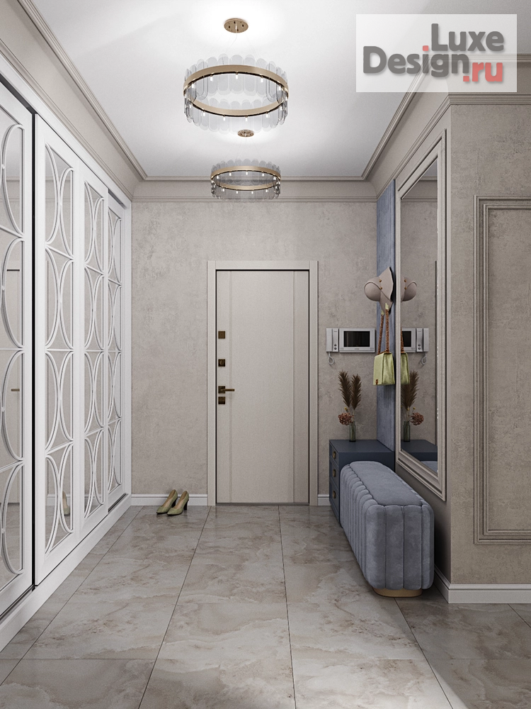 Дизайн интерьера трехкомнатной квартиры "Голубое латте" (фото 2)