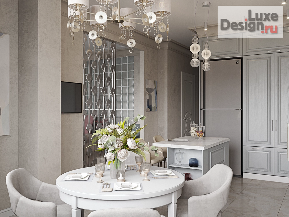 Дизайн интерьера трехкомнатной квартиры "Голубое латте" (фото 5)