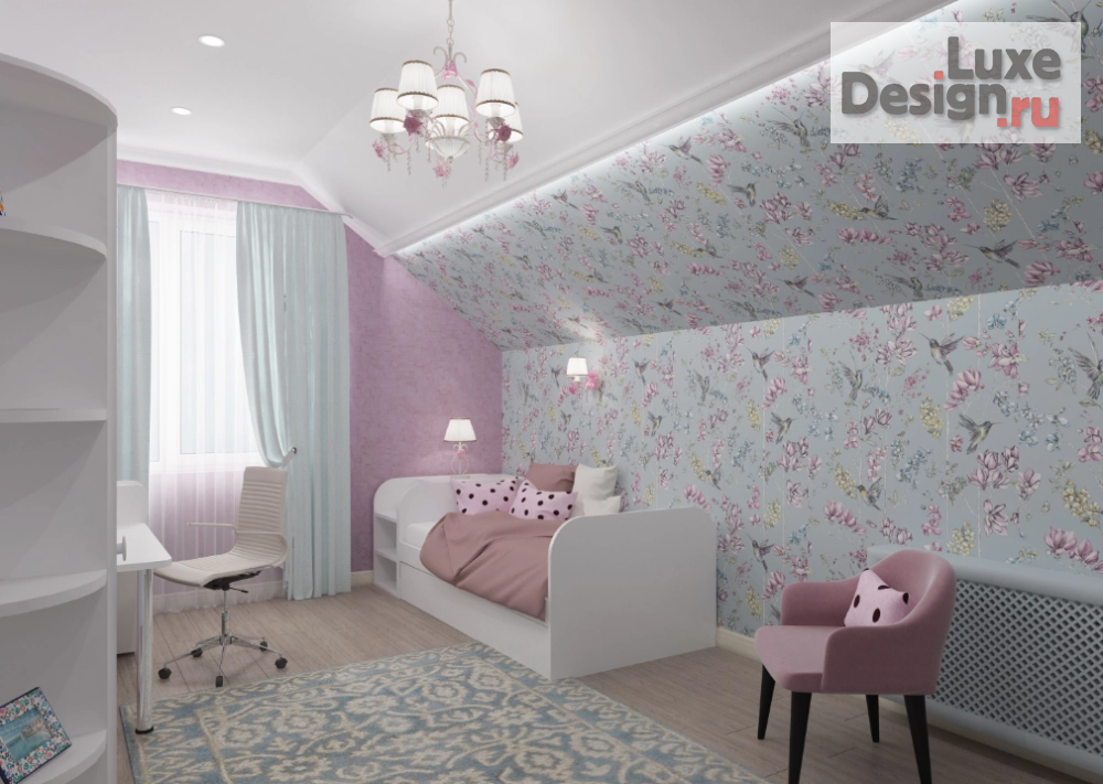 Дизайн интерьера детской "Детская комната для девочки." (фото 1)