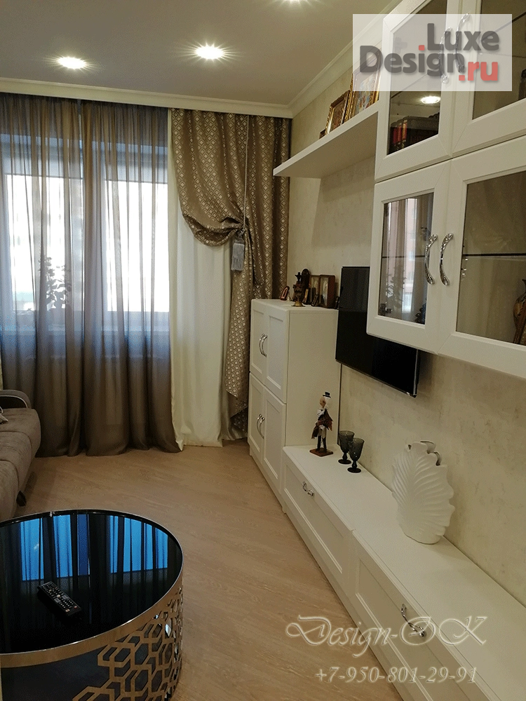 Дизайн интерьера гостиной "Гостиная "Серебро и беж"" (фото 2)