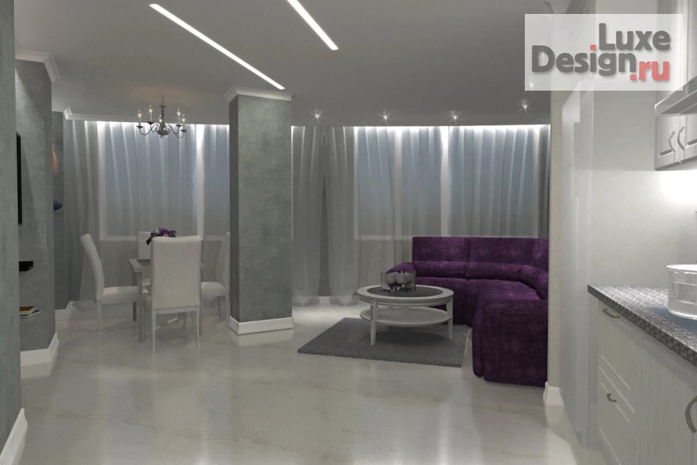 Дизайн интерьера трехкомнатной квартиры "Серый-серый интерьер" (фото 4)