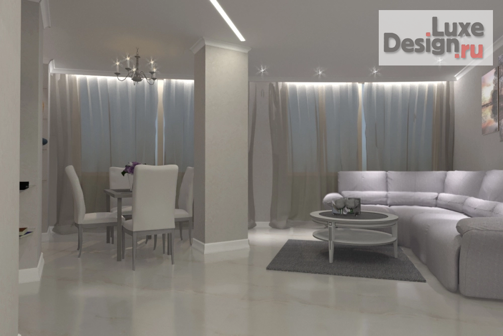 Дизайн интерьера трехкомнатной квартиры "Серый-серый интерьер" (фото 3)