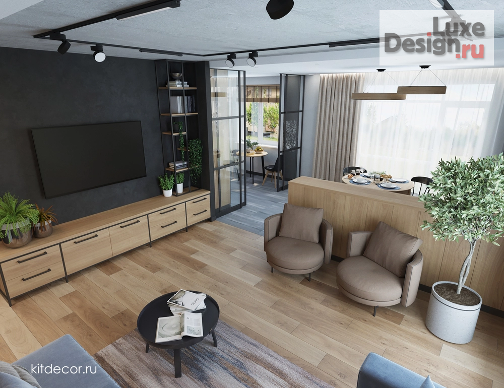 Дизайн интерьера таунхауса "Акцентный синий. Таунхаус в КП Романово для семьи с детьми." (фото 6)