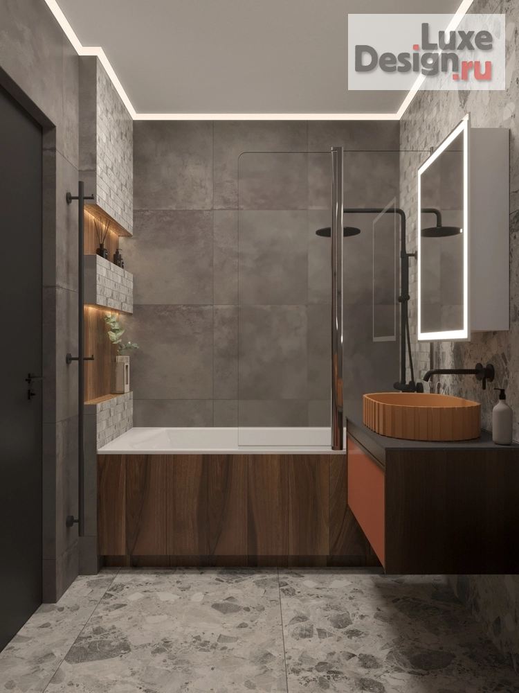 Дизайн интерьера двухкомнатной квартиры "Уютный черный. 2к квартира для парня студента." (фото 4)