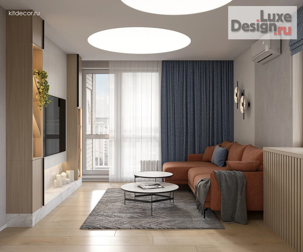 Дизайн интерьера двухкомнатной квартиры "Коралловые акценты" (фото 5)