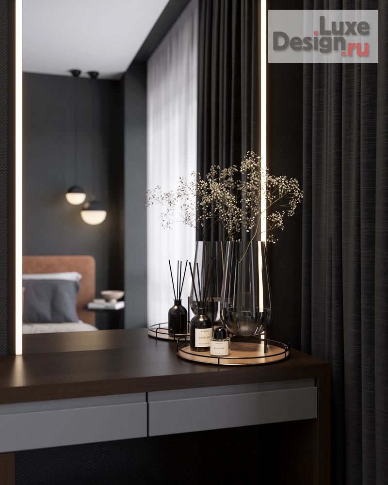 Дизайн интерьера двухкомнатной квартиры "Уютный черный. 2к квартира для парня студента." (фото 30)