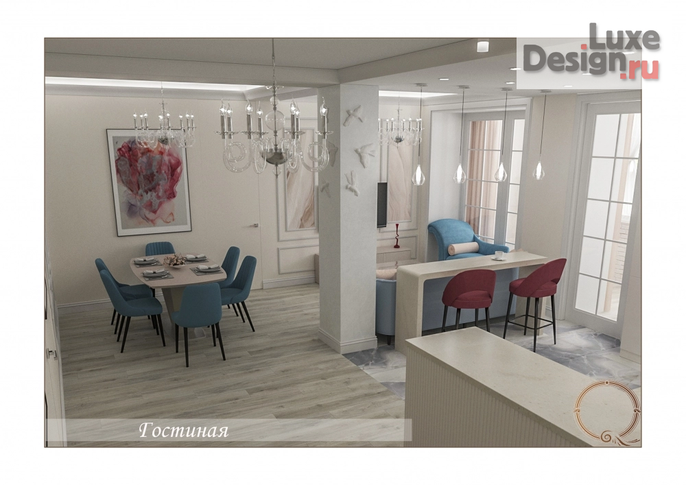 Дизайн интерьера апартаментов "апартаменты Оро блю" (фото 1)