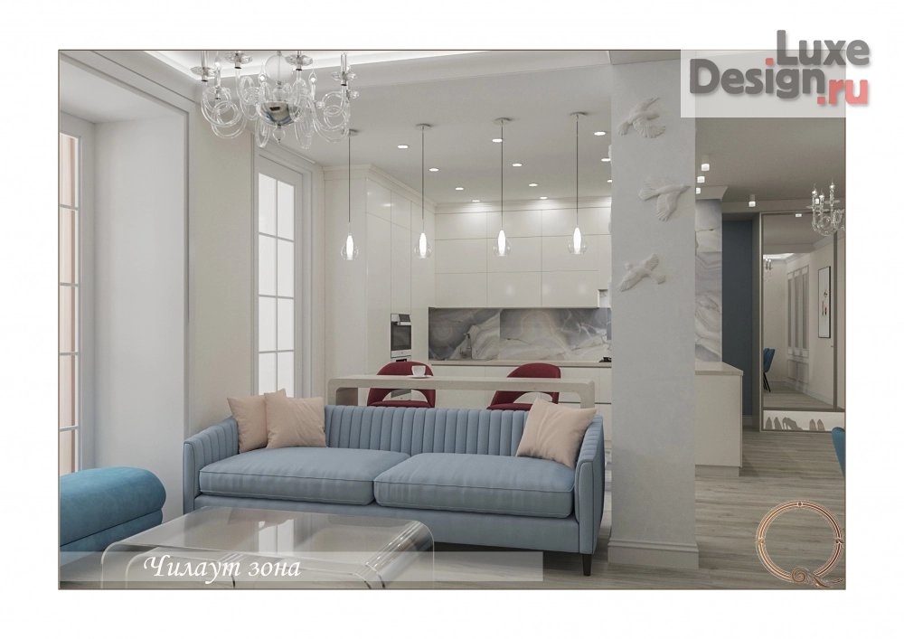 Дизайн интерьера апартаментов "апартаменты Оро блю" (фото 3)